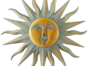 Gold Metal Indoor Outdoor Distressed Sun Wall Decor