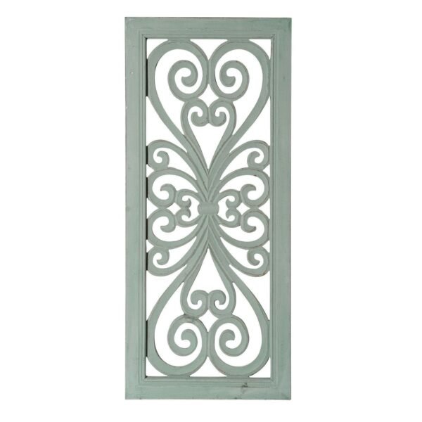 Art Decor Distressed Hand-Carved Seafoam Green Wood Wall