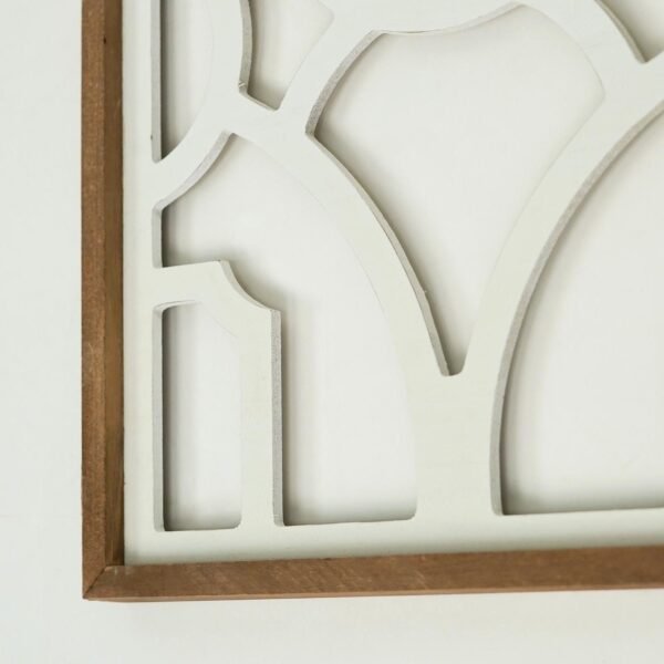 White Wall Accent Medallion Wood Plaque Wall Art - Image 3