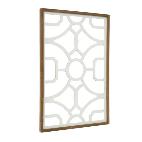 White Wall Accent Medallion Wood Plaque Wall Art